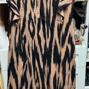 Anthropologie Black and Tan Abstract dress